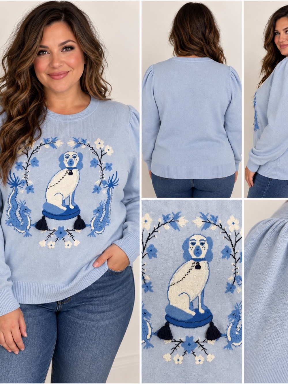 Little Goodall x Willa Heart Dog Sweater 2XL Blue Cotton NWT